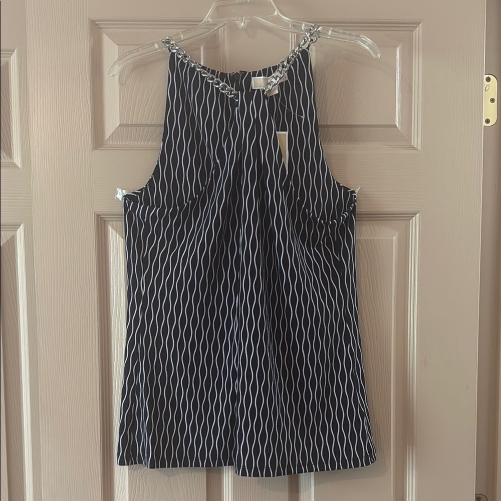Michael Kors Black and White Sleeveless Tank Top